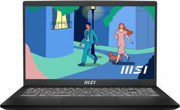 Ноутбук MSI Modern 15 B12M-020XRO 15.6" Full HD, Intel Core i5-1235U до 4.4GHz, 8GB, SSD 512GB, Intel Iris Xe Graphics, Win 11 HOME, чорний 9S7-158422-020 фото